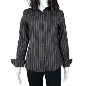 Sinequanone PARIS Womens Shirt Small Black Striped Long Sleeve Fitted Button Up
